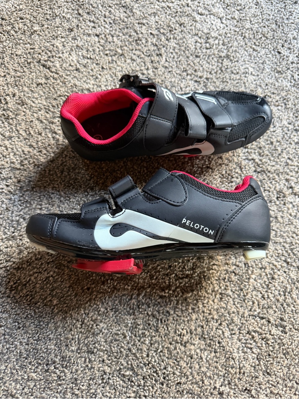 Peloton Kids Black Cycling Sneakers with Pink Lining